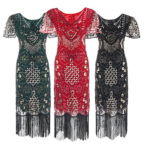 The Great Gatsby 1920s Vintage Vacation Dress Flapper Dress Dress Party Costume Prom Dress Women's Sequin Costume Golden / Red / Green Vintage Cosplay Party Short Sleeve
The Great Gatsby 1920s Vintage Vacation Dress Flapper Dress Dress Party Costume Prom Dress Women's Sequin Costume Golden / Red / Green Vintage Cosplay Party Short Sleeve