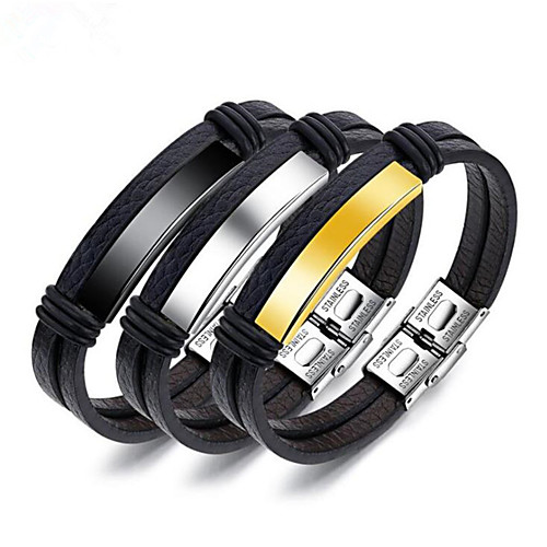 Men's Chain Bracelet Leather Bracelet Classic Fashion Fashion Leather Bracelet Jewelry Black / Gold / Silver For Party Evening Gift / Titanium Steel
Men's Chain Bracelet Leather Bracelet Classic Fashion Fashion Leather Bracelet Jewelry Black / Gold / Silver For Party Evening Gift / Titanium Steel