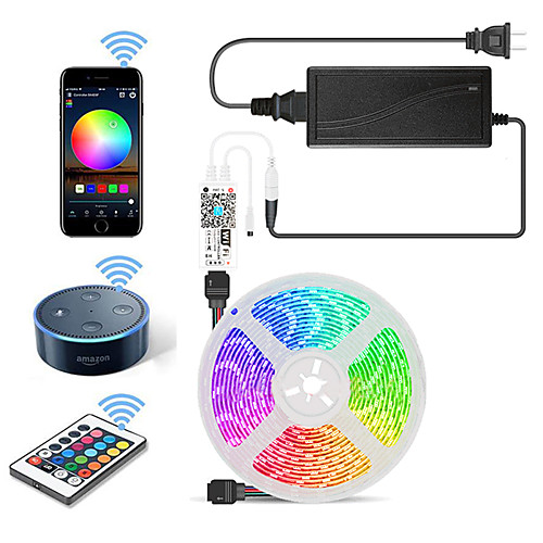 5m WIFI Set Light Strip Flexible LED Strip Lights RGB Tiktok Lights 300 LEDs SMD5050 10mm 1 24Keys Remote Controller 1 X 12V 5A Power Supply 1 set Color-changing IP65 Waterproof APP Control
5m WIFI Set Light Strip Flexible LED Strip Lights RGB Tiktok Lights 300 LEDs SMD5050 10mm 1 24Keys Remote Controller 1 X 12V 5A Power Supply 1 set Color-changing IP65 Waterproof APP Control