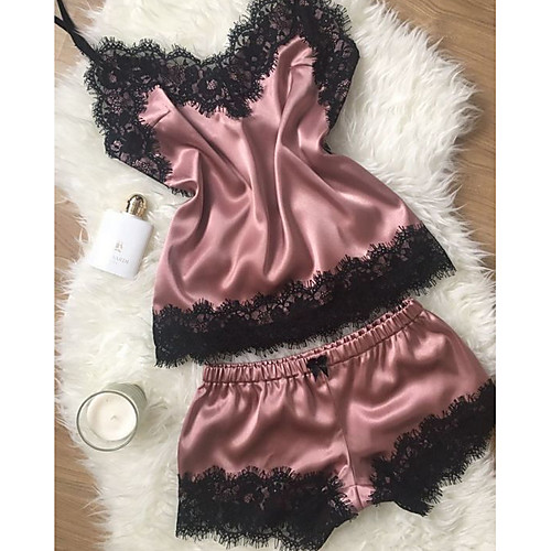 Women's Suits Pajamas Sets Color Block Spandex Casual Strap Top Shorts Deep V Daily Wear Home
Women's Suits Pajamas Sets Color Block Spandex Casual Strap Top Shorts Deep V Daily Wear Home