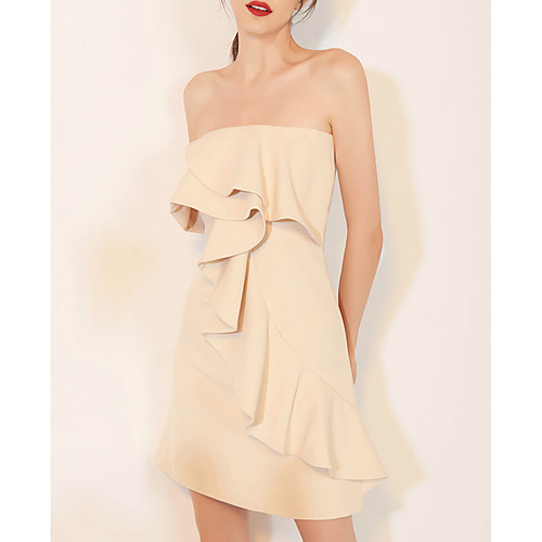 Sheath / Column White Sexy Homecoming Cocktail Party Dress Strapless Sleeveless Knee Length Spandex with Ruffles Draping 2021
Sheath / Column White Sexy Homecoming Cocktail Party Dress Strapless Sleeveless Knee Length Spandex with Ruffles Draping 2021