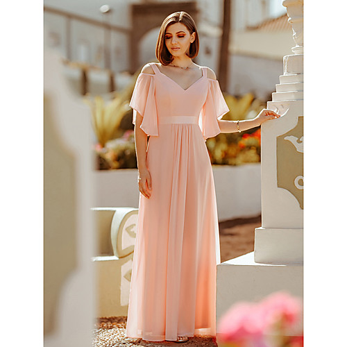 A-Line Empire Holiday Prom Dress V Neck Short Sleeve Floor Length Chiffon with Ruffles 2021
A-Line Empire Holiday Prom Dress V Neck Short Sleeve Floor Length Chiffon with Ruffles 2021