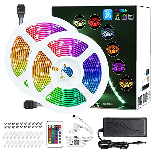 2 X 5M WIFI Smart LED Strip Lights Kit RGB Tiktok Lights 5050 Tape Light Work with Alexa Google Home WiFi Wireless Smart Phone Controlled LED Set 32.8ft 300 LEDs Rope Light 12V 4A Power Supply
2 X 5M WIFI Smart LED Strip Lights Kit RGB Tiktok Lights 5050 Tape Light Work with Alexa Google Home WiFi Wireless Smart Phone Controlled LED Set 32.8ft 300 LEDs Rope Light 12V 4A Power Supply