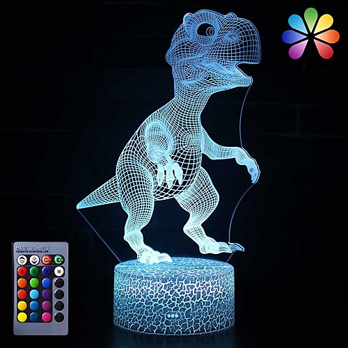 Dinosaur 3D Nightlight Night Light Color-Changing Adorable Decoration Remote Control Touch Dimmer Gradient Mode Easter Day Christmas AA Batteries Powered USB 1pc
Dinosaur 3D Nightlight Night Light Color-Changing Adorable Decoration Remote Control Touch Dimmer Gradient Mode Easter Day Christmas AA Batteries Powered USB 1pc