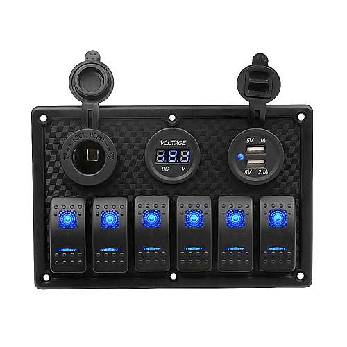 DC12V / 24V Car Charger/Cigarette Lighter/5PIN Dual-lamp 6-position Switch Cigarette Holder Double USB Voltmeter Combination Panel / IP65 / Wide Use
DC12V / 24V Car Charger/Cigarette Lighter/5PIN Dual-lamp 6-position Switch Cigarette Holder Double USB Voltmeter Combination Panel / IP65 / Wide Use