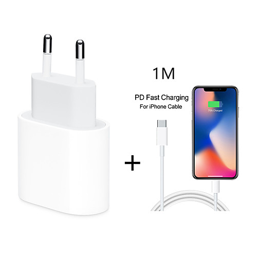 18W USB Type C Quick Charger Adapter For iPhone 11 pro Xs Max X Xr 8 Plus 8 7 6 5 PD Fast Charging Power Type-C EU Plug for Apple Cable
18W USB Type C Quick Charger Adapter For iPhone 11 pro Xs Max X Xr 8 Plus 8 7 6 5 PD Fast Charging Power Type-C EU Plug for Apple Cable