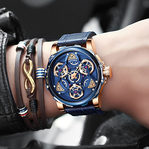 MINI FOCUS Men's Sport Watch Japanese Quartz Stylish Genuine Leather Blue / Brown 30 m Water Resistant / Waterproof Analog Fashion - BlackGloden Blue Brown One Year Battery Life
MINI FOCUS Men's Sport Watch Japanese Quartz Stylish Genuine Leather Blue / Brown 30 m Water Resistant / Waterproof Analog Fashion - BlackGloden Blue Brown One Year Battery Life