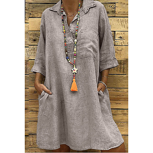 Women's Plus Size Shirt Dress Short Mini Dress - 3/4 Length Sleeve Summer V Neck Holiday Home Loose Black Blushing Pink Khaki Green Gray S M L XL XXL XXXL XXXXL XXXXXL
Women's Plus Size Shirt Dress Short Mini Dress - 3/4 Length Sleeve Summer V Neck Holiday Home Loose Black Blushing Pink Khaki Green Gray S M L XL XXL XXXL XXXXL XXXXXL