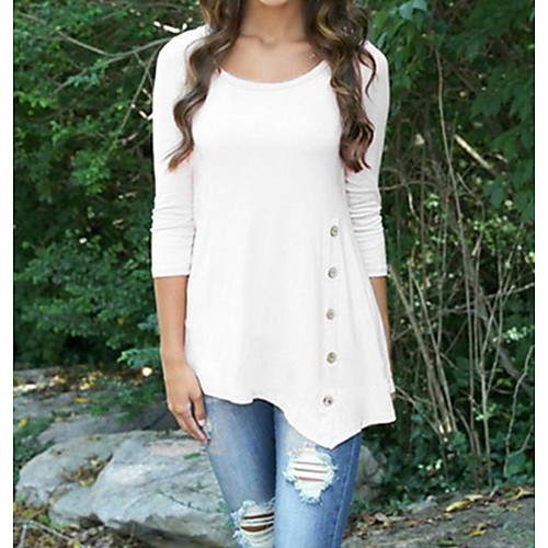 Women's T shirt Solid Colored Long Sleeve Round Neck Basic Tops Cotton White Black Blushing Pink
Women's T shirt Solid Colored Long Sleeve Round Neck Basic Tops Cotton White Black Blushing Pink
