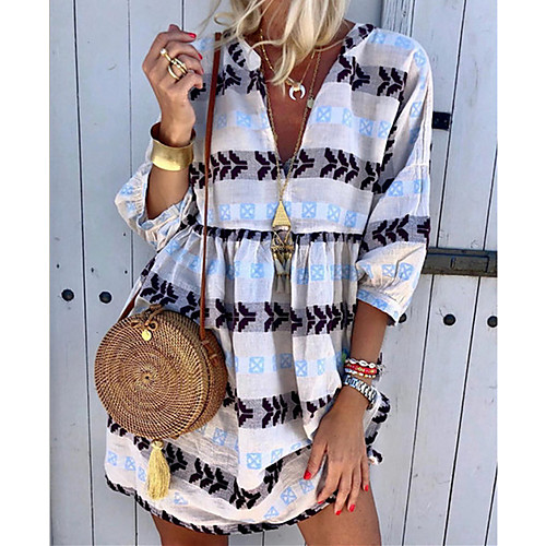 Women's Shift Dress Short Mini Dress Yellow Green White Light Blue 3/4 Length Sleeve Print Smocked Spring Summer V Neck Hot Boho Holiday 2021 S M L XL XXL 3XL
Women's Shift Dress Short Mini Dress Yellow Green White Light Blue 3/4 Length Sleeve Print Smocked Spring Summer V Neck Hot Boho Holiday 2021 S M L XL XXL 3XL