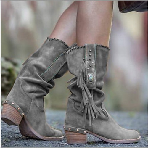 Women's Boots Block Heel Boots Chunky Heel Round Toe Mid Calf Boots Vintage Daily Suede Tassel Solid Colored Black Yellow Khaki / Mid-Calf Boots
Women's Boots Block Heel Boots Chunky Heel Round Toe Mid Calf Boots Vintage Daily Suede Tassel Solid Colored Black Yellow Khaki / Mid-Calf Boots