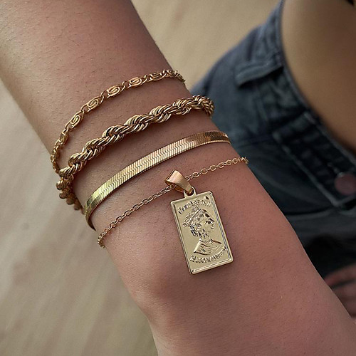 4pcs Women's Chain Bracelet Vintage Bracelet Bracelet Layered Vintage Theme Statement Classic Punk Trendy Fashion Alloy Bracelet Jewelry Gold / Silver For Gift Date Birthday Beach Festival
4pcs Women's Chain Bracelet Vintage Bracelet Bracelet Layered Vintage Theme Statement Classic Punk Trendy Fashion Alloy Bracelet Jewelry Gold / Silver For Gift Date Birthday Beach Festival
