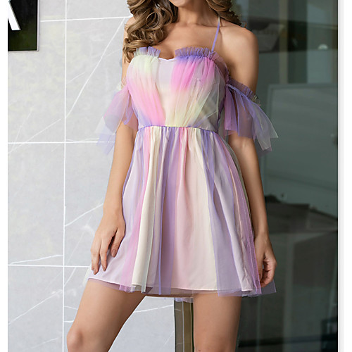 Women's Strap Dress Short Mini Dress Sleeveless Print Rainbow Ruffle Spring & Summer Elegant Casual Green Rainbow S M L
Women's Strap Dress Short Mini Dress Sleeveless Print Rainbow Ruffle Spring & Summer Elegant Casual Green Rainbow S M L