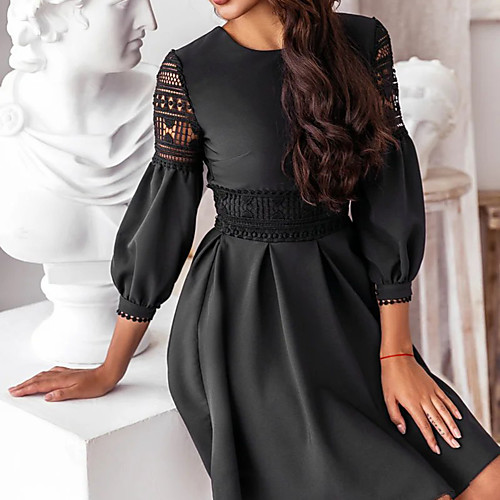 Women's A Line Dress Short Mini Dress White Black 3/4 Length Sleeve Solid Color Round Neck Hot S M L
Women's A Line Dress Short Mini Dress White Black 3/4 Length Sleeve Solid Color Round Neck Hot S M L