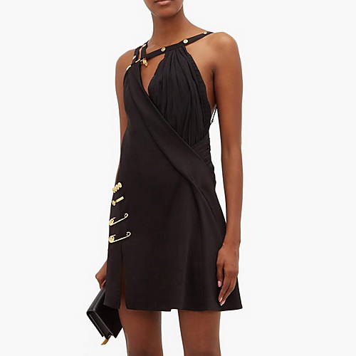 A-Line Little Black Dress Sexy Party Wear Cocktail Party Dress Halter Neck Sleeveless Short / Mini Spandex with Buttons 2020
A-Line Little Black Dress Sexy Party Wear Cocktail Party Dress Halter Neck Sleeveless Short / Mini Spandex with Buttons 2020