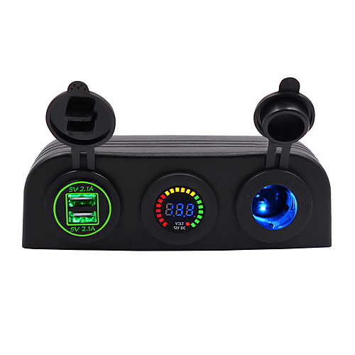 5V Car Charger / 3 Hole Tent 4.2A with Aperture Dual USB Blue Red Green / IP65 / DC12 DC24V Universal Voltage / Environmental Protection Material
5V Car Charger / 3 Hole Tent 4.2A with Aperture Dual USB Blue Red Green / IP65 / DC12 DC24V Universal Voltage / Environmental Protection Material