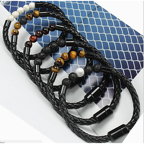 Men's Leather Bracelet Two tone Fashion Natural Trendy Stone Bracelet Jewelry BlackWhite / White / Ivory For Party Evening Gift Formal Date Festival
Men's Leather Bracelet Two tone Fashion Natural Trendy Stone Bracelet Jewelry BlackWhite / White / Ivory For Party Evening Gift Formal Date Festival