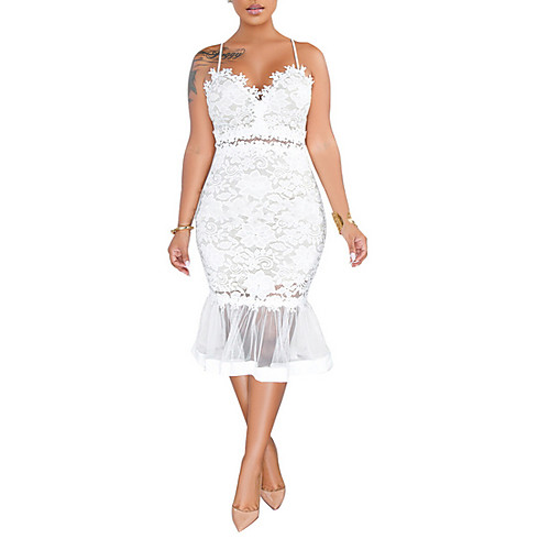 Women's Strap Dress Midi Dress White Black Sleeveless Solid Colored Lace Spring Summer V Neck Sexy Slim 2021 S M L XL XXL
Women's Strap Dress Midi Dress White Black Sleeveless Solid Colored Lace Spring Summer V Neck Sexy Slim 2021 S M L XL XXL