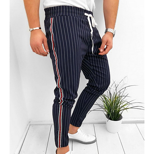 Men's Basic Chinos Pants Striped Full Length Drawstring Black Royal Blue Gray
Men's Basic Chinos Pants Striped Full Length Drawstring Black Royal Blue Gray