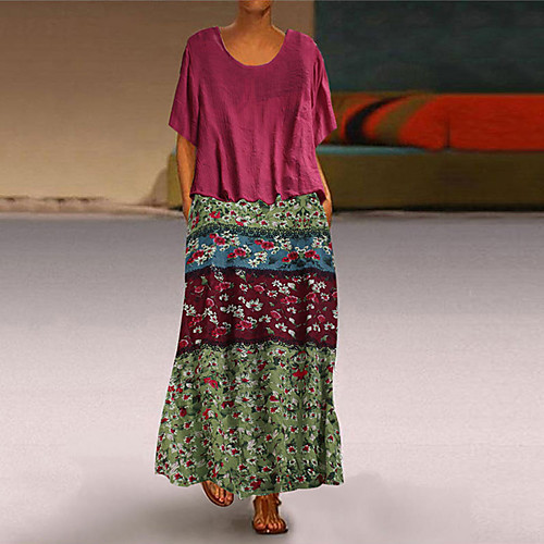Women's Swing Dress Maxi long Dress Blue Green Red Short Sleeve Print Geometric Basic Print Round Neck Casual Boho Loose M L XL XXL 3XL 4XL 5XL / Plus Size / Plus Size
Women's Swing Dress Maxi long Dress Blue Green Red Short Sleeve Print Geometric Basic Print Round Neck Casual Boho Loose M L XL XXL 3XL 4XL 5XL / Plus Size / Plus Size