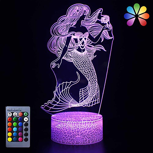 Little Mermaid Girls Birthday Xmas Gift 16 Colors Changing Remote Control LED Nightlight 3D Illusion Night Lamp Kids Room Decor Toy Bedside Desk Lighting
Little Mermaid Girls Birthday Xmas Gift 16 Colors Changing Remote Control LED Nightlight 3D Illusion Night Lamp Kids Room Decor Toy Bedside Desk Lighting