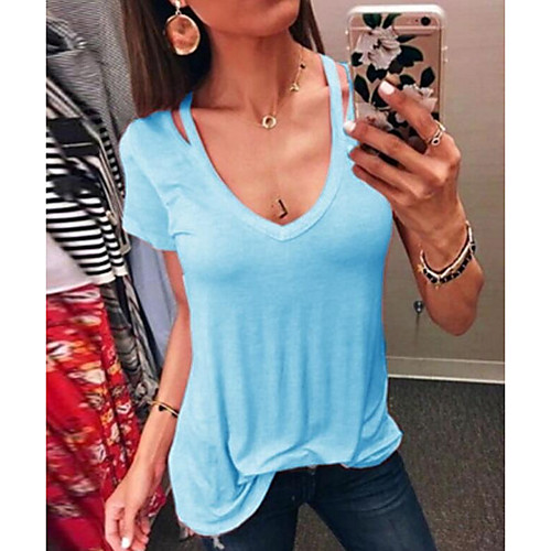Women's Solid Colored T-shirt Daily Weekend Black / Blushing Pink / Beige / Gray / Light Blue
Women's Solid Colored T-shirt Daily Weekend Black / Blushing Pink / Beige / Gray / Light Blue