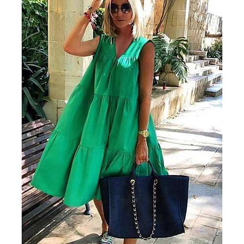 Women's A-Line Dress Knee Length Dress - Sleeveless Solid Color Summer Casual Mumu 2020 Green S M L XL XXL
Women's A-Line Dress Knee Length Dress - Sleeveless Solid Color Summer Casual Mumu 2020 Green S M L XL XXL