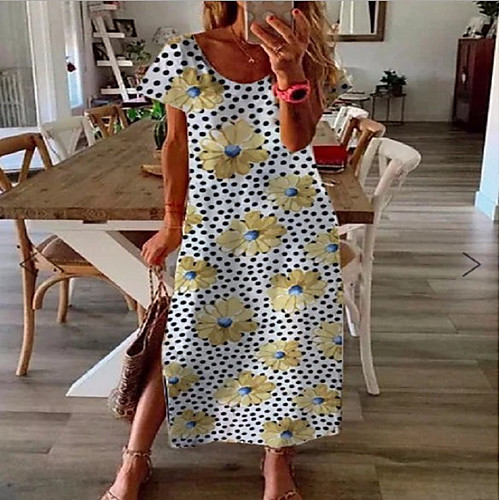 Women's Shift Dress Maxi long Dress - Short Sleeves Floral Summer Casual 2020 White S M L XL XXL XXXL XXXXL XXXXXL
Women's Shift Dress Maxi long Dress - Short Sleeves Floral Summer Casual 2020 White S M L XL XXL XXXL XXXXL XXXXXL