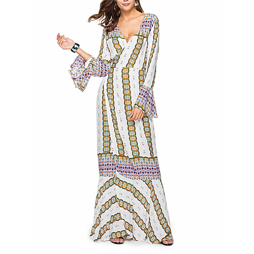 Women's Maxi Chiffon Dress - Long Sleeve Print Patchwork Summer V Neck Casual Elegant Daily Weekend Flare Cuff Sleeve Belt Not Included Loose 2020 White Red L XL XXL XXXL
Women's Maxi Chiffon Dress - Long Sleeve Print Patchwork Summer V Neck Casual Elegant Daily Weekend Flare Cuff Sleeve Belt Not Included Loose 2020 White Red L XL XXL XXXL