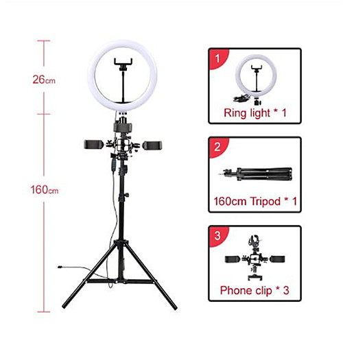 Muti-funcation 10in 26cm LED Selfie Ring Light Photography Video live Makeup Lamp with Camera Phone holder
Muti-funcation 10in 26cm LED Selfie Ring Light Photography Video live Makeup Lamp with Camera Phone holder