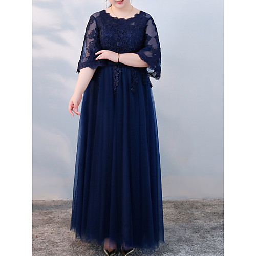 A-Line Cut Out Plus Size Prom Formal Evening Dress Scalloped Neckline 3/4 Length Sleeve Floor Length Tulle with Appliques 2020
A-Line Cut Out Plus Size Prom Formal Evening Dress Scalloped Neckline 3/4 Length Sleeve Floor Length Tulle with Appliques 2020