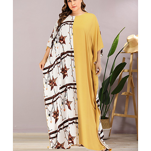 Women's Sheath Dress Maxi long Dress Yellow 3/4 Length Sleeve Color Block Summer Round Neck Elegant 2021 One-Size
Women's Sheath Dress Maxi long Dress Yellow 3/4 Length Sleeve Color Block Summer Round Neck Elegant 2021 One-Size