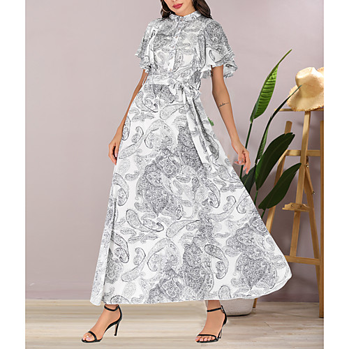 Women's Chiffon Dress Maxi long Dress White Short Sleeve Print Summer Round Neck Elegant Boho Going out Butterfly Sleeve 2021 M L XL XXL
Women's Chiffon Dress Maxi long Dress White Short Sleeve Print Summer Round Neck Elegant Boho Going out Butterfly Sleeve 2021 M L XL XXL