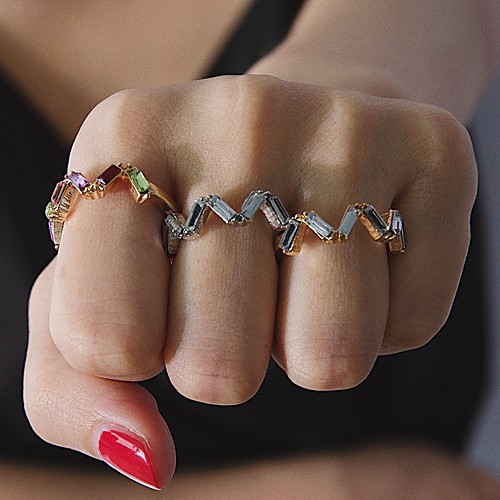 Women's Ring 1pc Gold Silver Rainbow Rhinestone Alloy Irregular Artistic Simple Punk Wedding Party Evening Jewelry Geometrical Wave Wearable
Women's Ring 1pc Gold Silver Rainbow Rhinestone Alloy Irregular Artistic Simple Punk Wedding Party Evening Jewelry Geometrical Wave Wearable