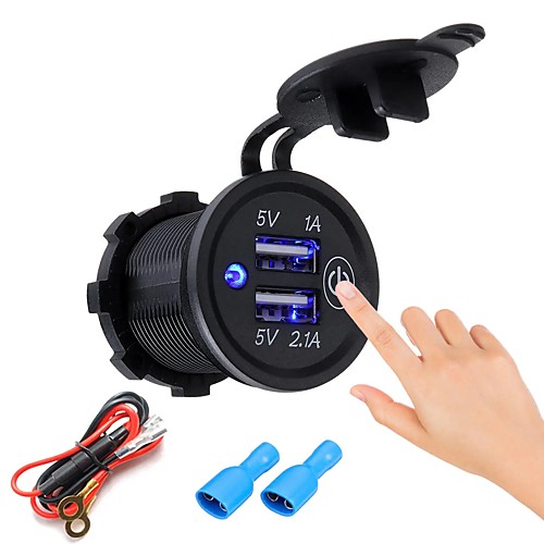 P1-S Touch Switch 5V 2.1A 1A Dual USB Car Motorized Motor Home Modified Charger Mobile Phone 12-24V with Plug or with Power Cable
P1-S Touch Switch 5V 2.1A 1A Dual USB Car Motorized Motor Home Modified Charger Mobile Phone 12-24V with Plug or with Power Cable