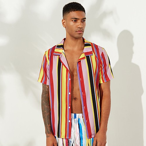 Men's Striped Shirt - Cotton Tropical Hawaiian Holiday Beach Button Down Collar Red / Short Sleeve
Men's Striped Shirt - Cotton Tropical Hawaiian Holiday Beach Button Down Collar Red / Short Sleeve
