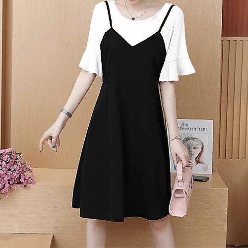 Women's A Line Dress - Short Sleeves Color Block Summer Fall Casual Slim 2020 White Blushing Pink M L XL XXL XXXL
Women's A Line Dress - Short Sleeves Color Block Summer Fall Casual Slim 2020 White Blushing Pink M L XL XXL XXXL