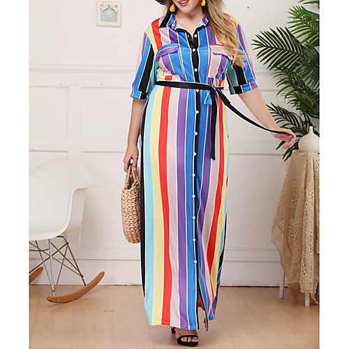 Women's Shirt Dress - Half Sleeve Striped Color Block Summer Casual Elegant 2020 Rainbow L XL XXL XXXL XXXXL
Women's Shirt Dress - Half Sleeve Striped Color Block Summer Casual Elegant 2020 Rainbow L XL XXL XXXL XXXXL
