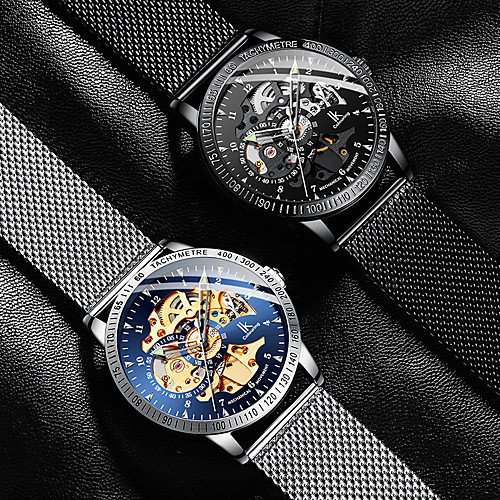 Men's Mechanical Watch Automatic self-winding Stainless Steel 30 m Water Resistant / Waterproof Noctilucent Day Date Analog Fashion Cool - Black / Silver BlackGloden Black One Year Battery Life
Men's Mechanical Watch Automatic self-winding Stainless Steel 30 m Water Resistant / Waterproof Noctilucent Day Date Analog Fashion Cool - Black / Silver BlackGloden Black One Year Battery Life