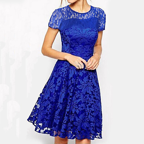 Women's Plus Size A Line Dress - Short Sleeve Floral Solid Colored Lace Elegant Going out White Black Blue Red S M L XL XXL XXXL
Women's Plus Size A Line Dress - Short Sleeve Floral Solid Colored Lace Elegant Going out White Black Blue Red S M L XL XXL XXXL