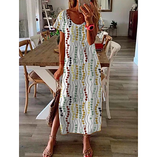 Women's Shift Dress Maxi long Dress - Short Sleeves Geometric Summer Elegant 2020 White S M L XL XXL
Women's Shift Dress Maxi long Dress - Short Sleeves Geometric Summer Elegant 2020 White S M L XL XXL