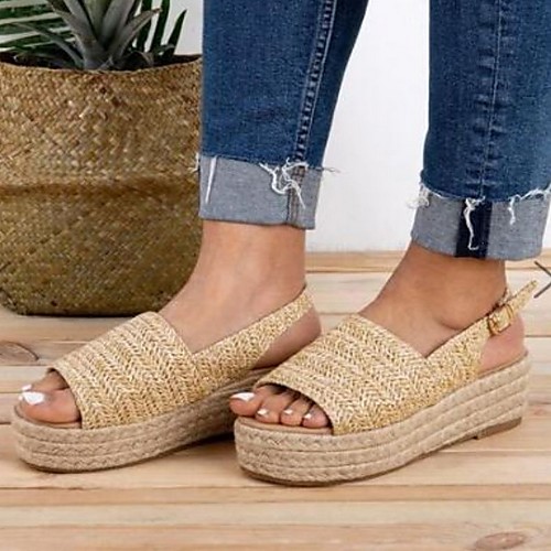 Women's Sandals Platform Sandal Summer Platform Open Toe Daily PU Khaki / Beige
Women's Sandals Platform Sandal Summer Platform Open Toe Daily PU Khaki / Beige