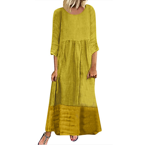 Women's Maxi Shift Dress - 3/4 Length Sleeve Color Block Solid Color Spring Summer Casual Daily Weekend Loose 2020 Yellow Blushing Pink Green Gray S M L XL XXL XXXL XXXXL XXXXXL
Women's Maxi Shift Dress - 3/4 Length Sleeve Color Block Solid Color Spring Summer Casual Daily Weekend Loose 2020 Yellow Blushing Pink Green Gray S M L XL XXL XXXL XXXXL XXXXXL