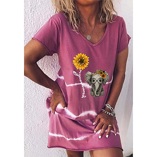 Women's T Shirt Dress Knee Length Dress - Short Sleeves Print Animal Summer Casual 2020 Purple Red Yellow Green Light Blue S M L XL XXL XXXL XXXXL XXXXXL
Women's T Shirt Dress Knee Length Dress - Short Sleeves Print Animal Summer Casual 2020 Purple Red Yellow Green Light Blue S M L XL XXL XXXL XXXXL XXXXXL