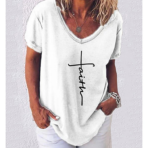 Women's Letter Loose T-shirt - Cotton Daily V Neck White / Black / Blue / Army Green / Fuchsia / Gray
Women's Letter Loose T-shirt - Cotton Daily V Neck White / Black / Blue / Army Green / Fuchsia / Gray