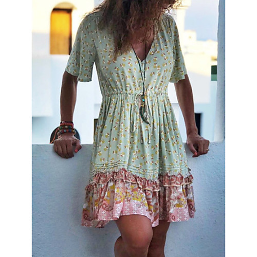 Women's A-Line Dress Knee Length Dress - Short Sleeves Floral Summer Elegant 2020 Green S M L XL XXL XXXL
Women's A-Line Dress Knee Length Dress - Short Sleeves Floral Summer Elegant 2020 Green S M L XL XXL XXXL