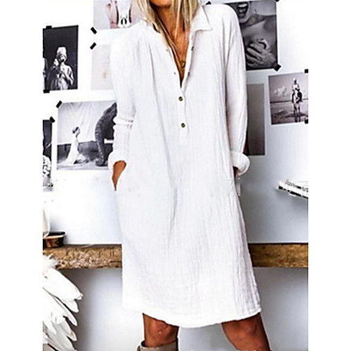 Women's Shirt Dress Knee Length Dress - Long Sleeve Solid Color Summer Casual Street chic 2020 White Yellow Dusty Blue S M L XL XXL XXXL XXXXL XXXXXL
Women's Shirt Dress Knee Length Dress - Long Sleeve Solid Color Summer Casual Street chic 2020 White Yellow Dusty Blue S M L XL XXL XXXL XXXXL XXXXXL