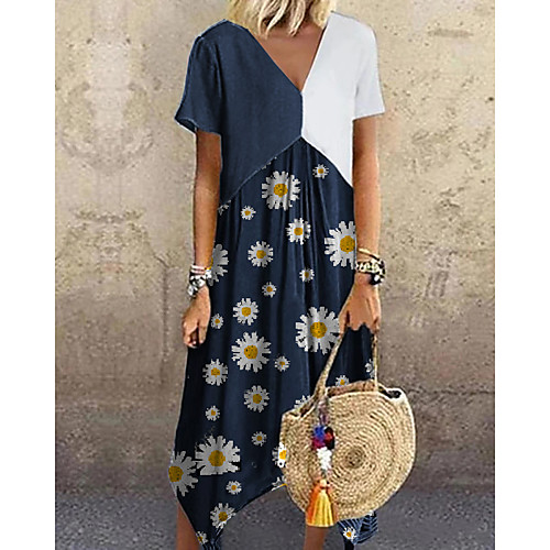 Women's Shift Dress Midi Dress - Short Sleeves Floral Color Block Print Summer Casual Daily 2020 Navy Blue M L XL XXL XXXL
Women's Shift Dress Midi Dress - Short Sleeves Floral Color Block Print Summer Casual Daily 2020 Navy Blue M L XL XXL XXXL