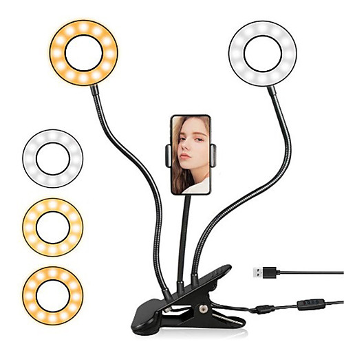 Selfie Double Ring Light With Long Lazy Mobile Phone Holder Bracket Photography ringlight LED Light For Youtube tik tok Live Stream
Selfie Double Ring Light With Long Lazy Mobile Phone Holder Bracket Photography ringlight LED Light For Youtube tik tok Live Stream