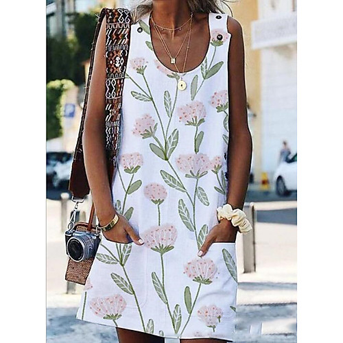 Women's Shift Dress - Sleeveless Floral Summer Elegant Loose 2020 White S M L XL XXL XXXL
Women's Shift Dress - Sleeveless Floral Summer Elegant Loose 2020 White S M L XL XXL XXXL